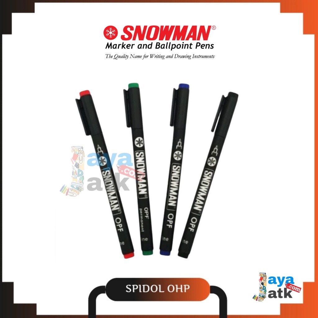 

(SET) Spidol Permanent Marker - Snowman OHP OPF / OPM 4 Warna