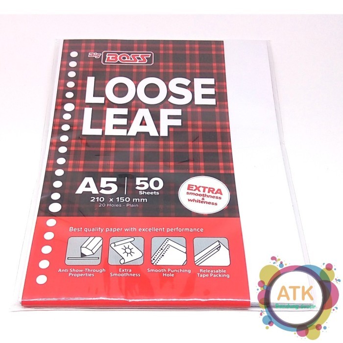 

Kertas Binder Big Boss Loose Leaf Polos Plain A5 50 Lembar