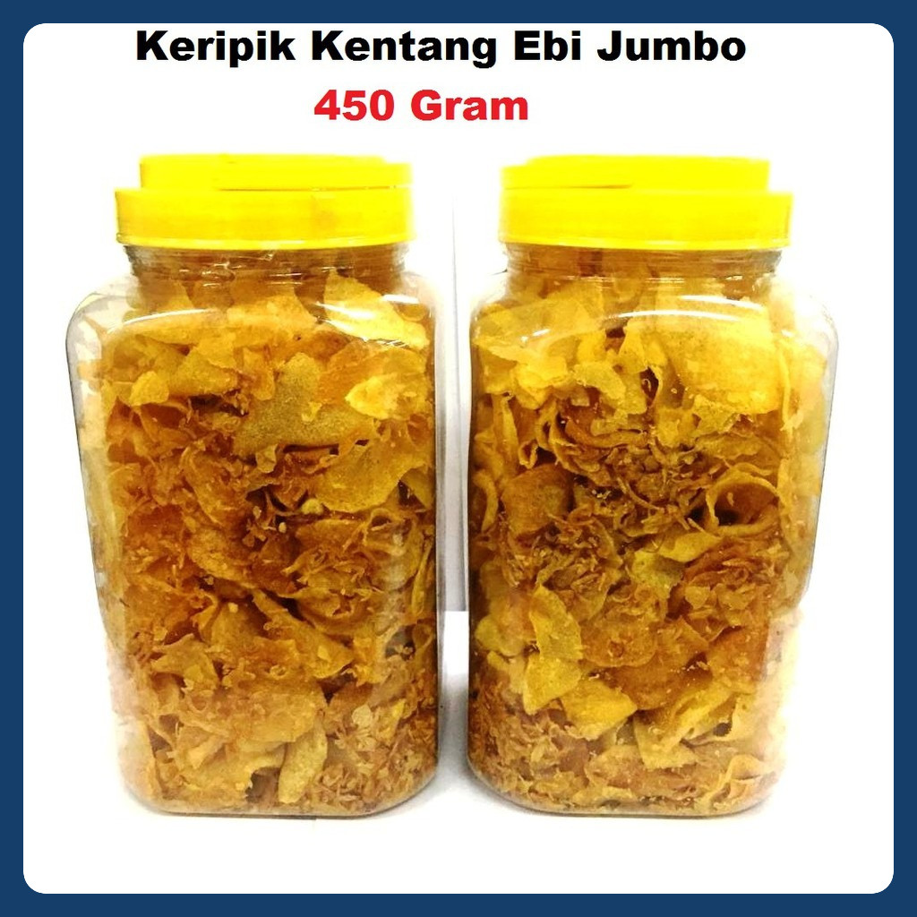 

Keripik Kentang Ebi 450 Gram Homemade Enak Berkualitas Bawang Goreng Cemilan Makanan Ringan Kripik Premium Varian Pedas dan Asin