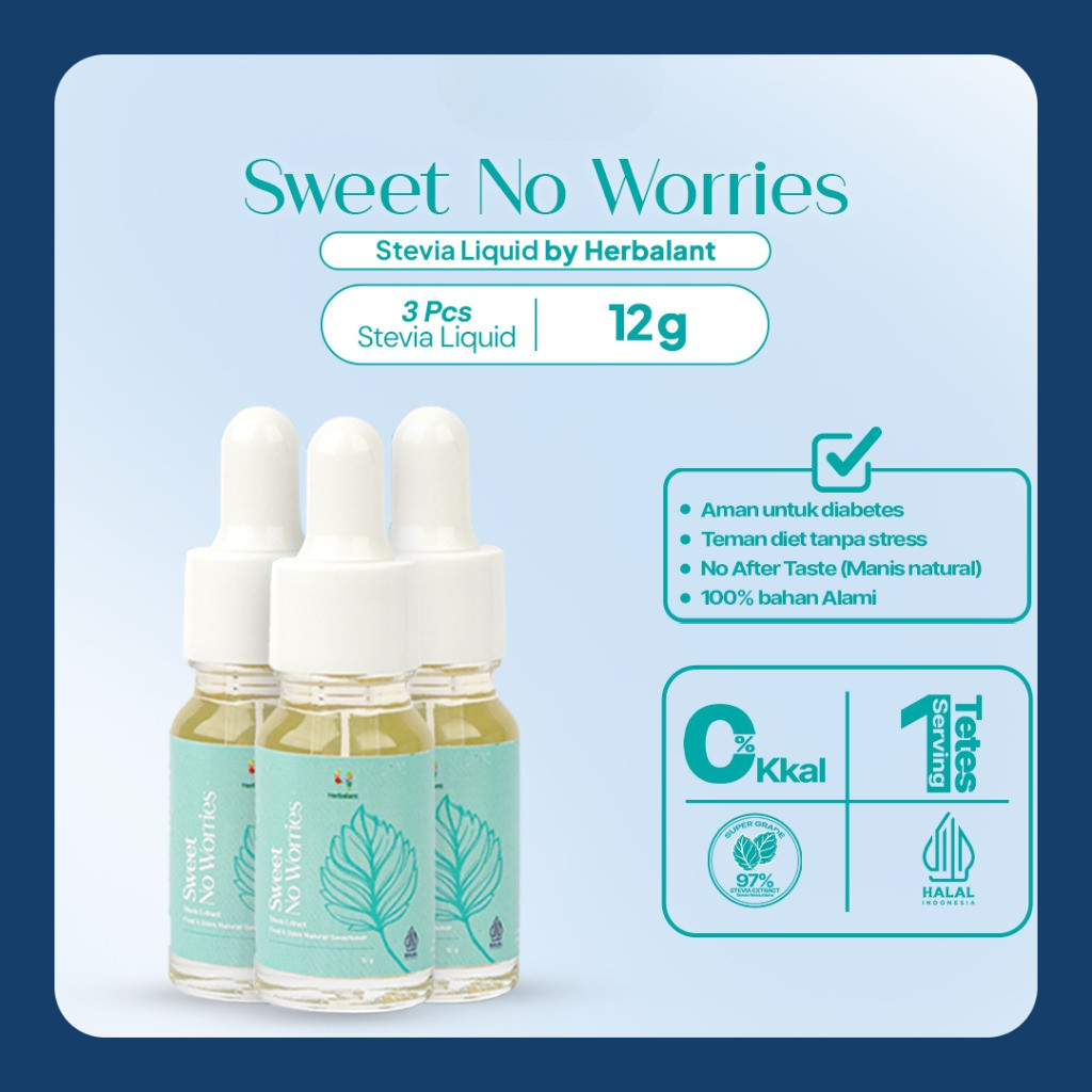 

PAKET HEMAT - 3 Herbalant Stevia 12 gr | Stevia Cair | Stevia Tetes | Gula diet | Gula stevia