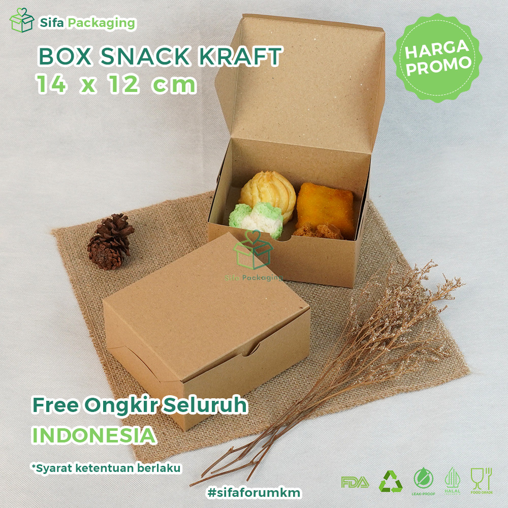 

Snack Box 14x12 Kraft Dus Kue Box Snack Kotak Donat Bolu