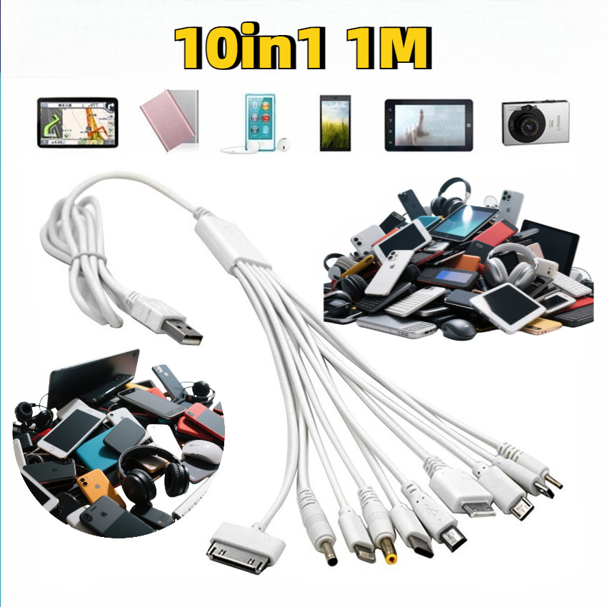 Kabel Charger Cepiat Cumi 10in1 1M Dukung Fast Charge Laptop Powerbank Game Console