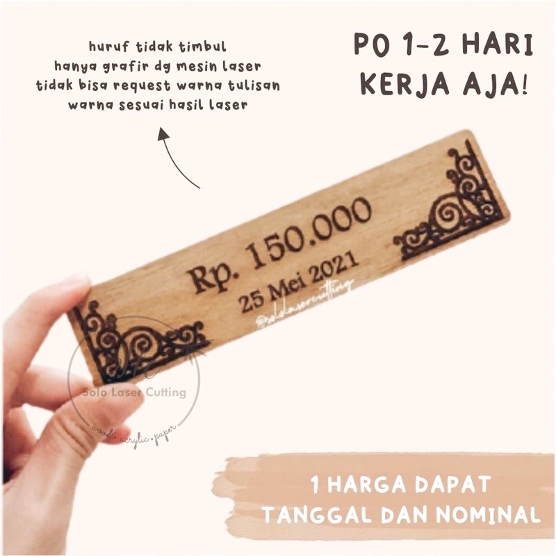 custom grafir nominal tanggal kotak ukir chipboard mahar seserahan scrabbook diy ukiran tanggal nomi