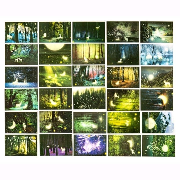 

Set Koleksi Kartu Pos / Postcard "Glow in the Dark" (Pemandangan Malam Hutan Rimba (Isi 30)