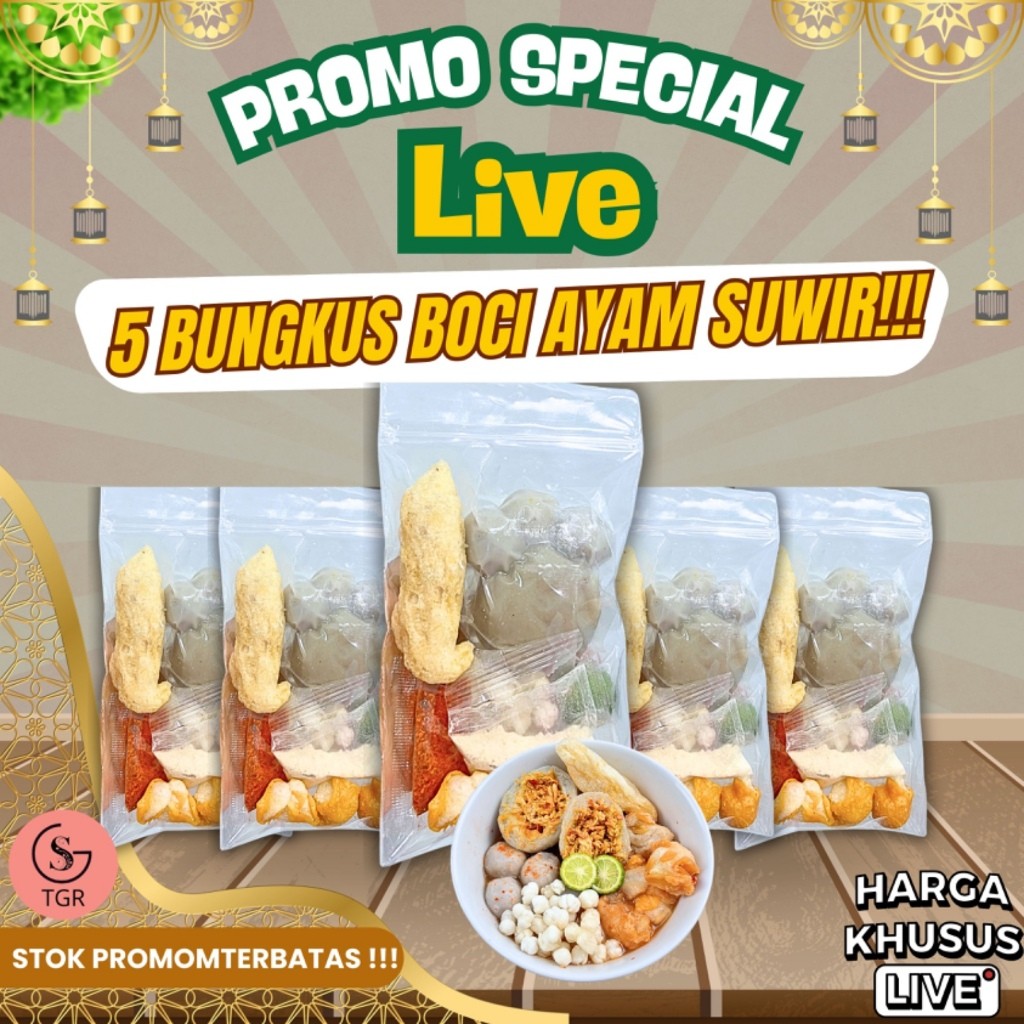 

[ SPESIAL LIVE 6.6] 5 BKS BASO ACI AYAM SUWIR PEDAS EKONOMIS Hotpot Instan Food