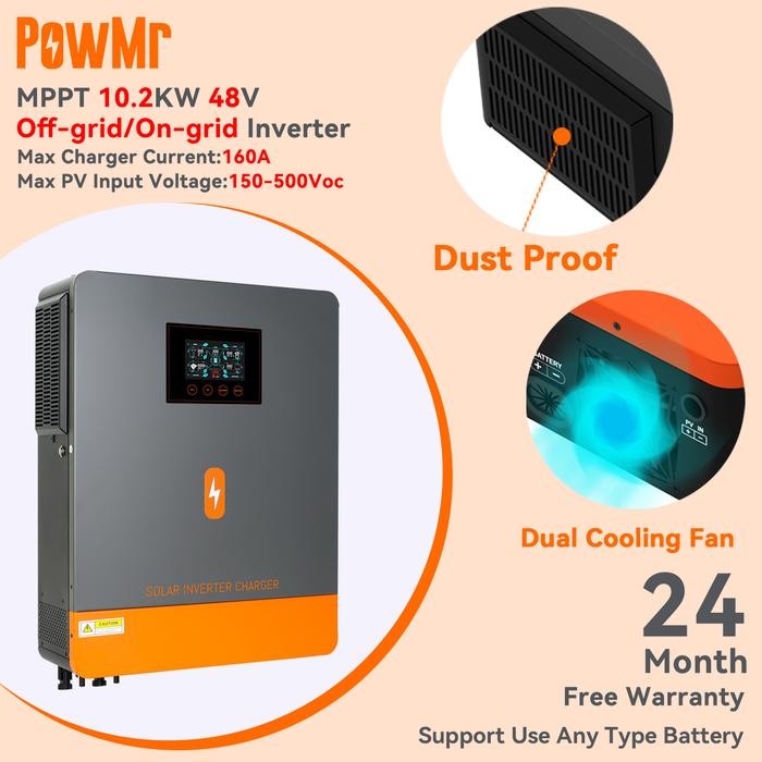 PowMr MPPT 10.2kw On-grid/Off-grid hybrid inverter Solar Inverter
