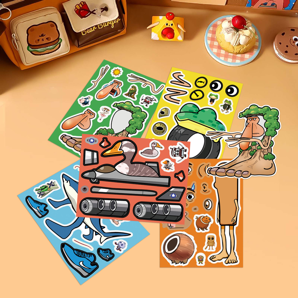

AI Tung Tung Tung Sahur Stickers Wooden Stick Man Abstract Shark DIY Phone Case Stickers 8 sheets Gift Stickers Italian Brainrot