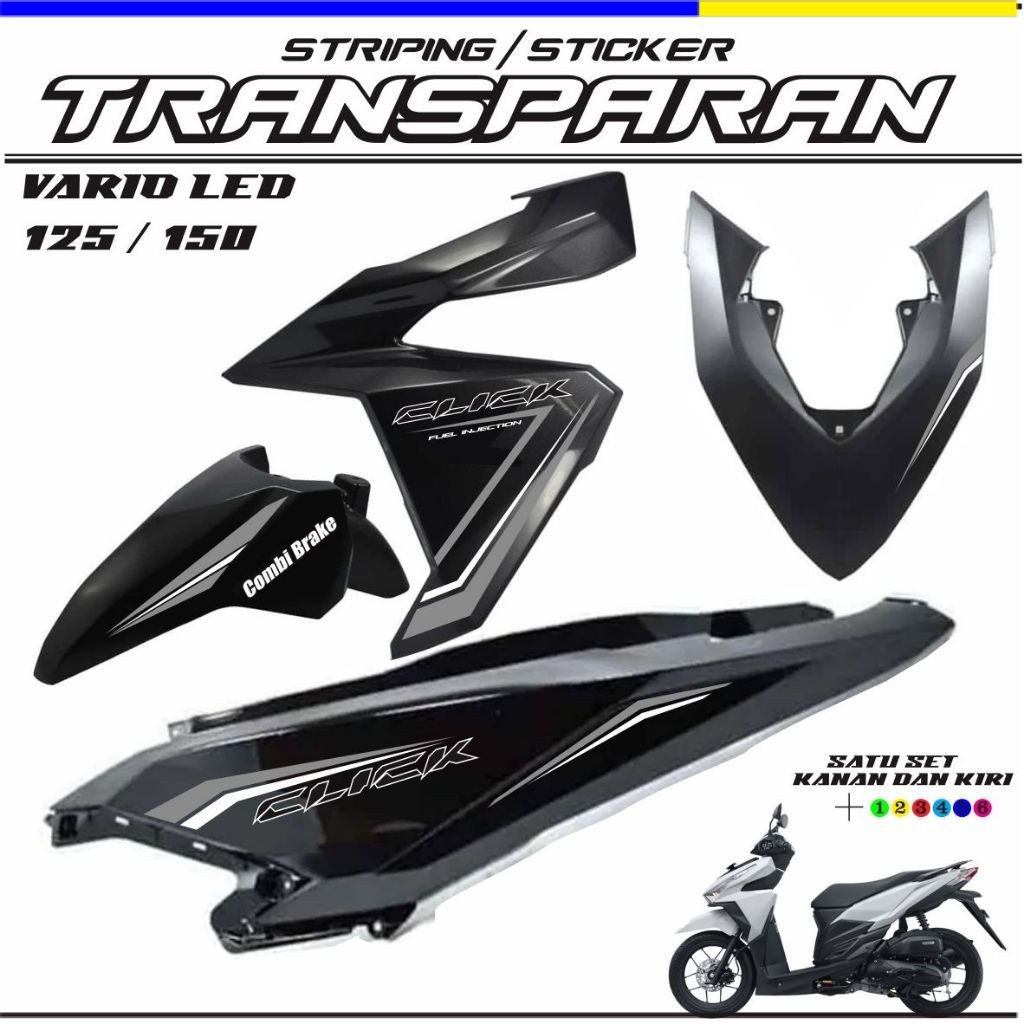 STRIPING TERLARIS STRIPING TRANSPARAN VARIO LED OLD CLICK STICKER VARIO 125 /150 Motif Simple