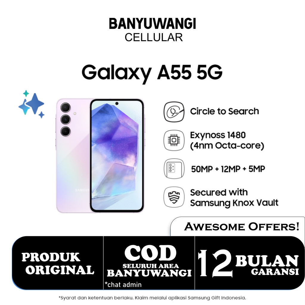 Samsung Galaxy A55 5G 12/256GB - Awesome Lilac | Samsung  | Galaxy A55 |  5G | 12/256GB