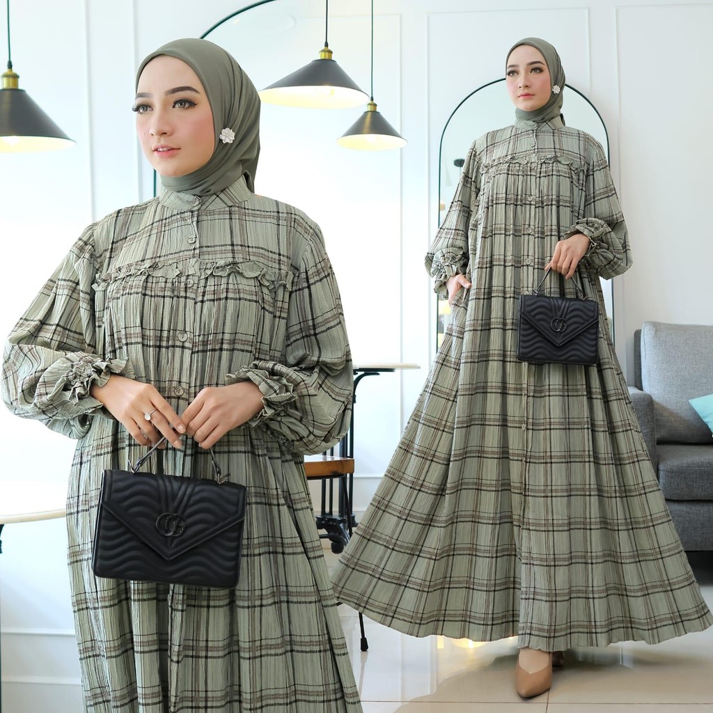 Gamis Kotak Blueberry Payung Pakaian Muslim Wanita Dewasa Gamis Garis Blueberry Premium Import Terla