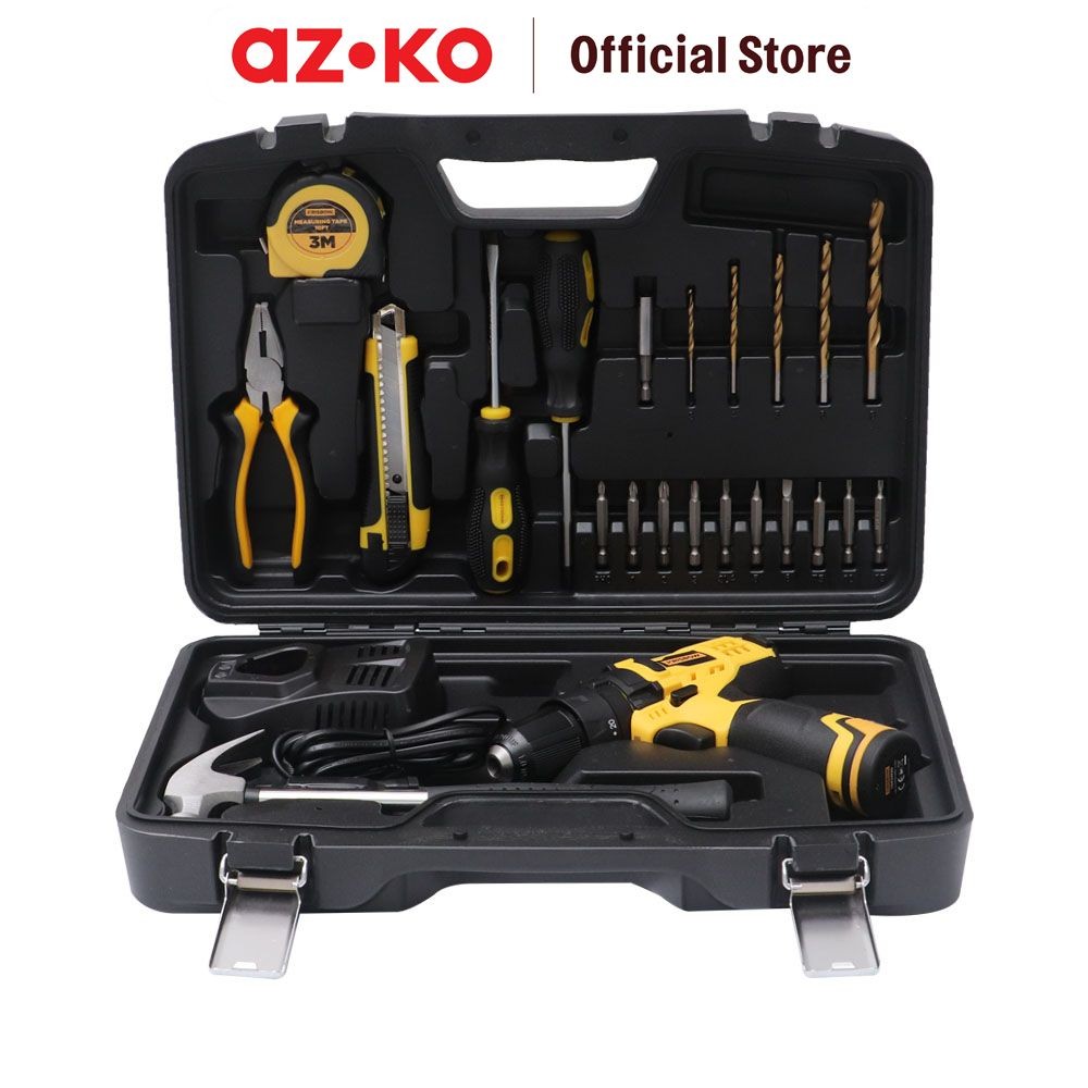 AZKO Krisbow Set Bor Cordless Impact 12V Ircids121 Drill Electric Nirkabel Alat Pembuat Lubang Elekt