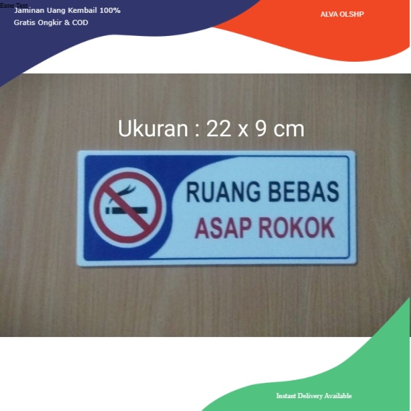 

stiker Sign label "RUANG BEBAS ASAP ROKOK" Sign label sticker tulisan " Ruang Bebas Asap