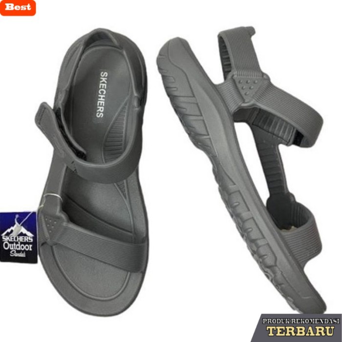 rekomendasi sepatu olahraga brand lokal Sandal Gunung Pria Skechers Sepatu Sandal Pria - Grey, 44