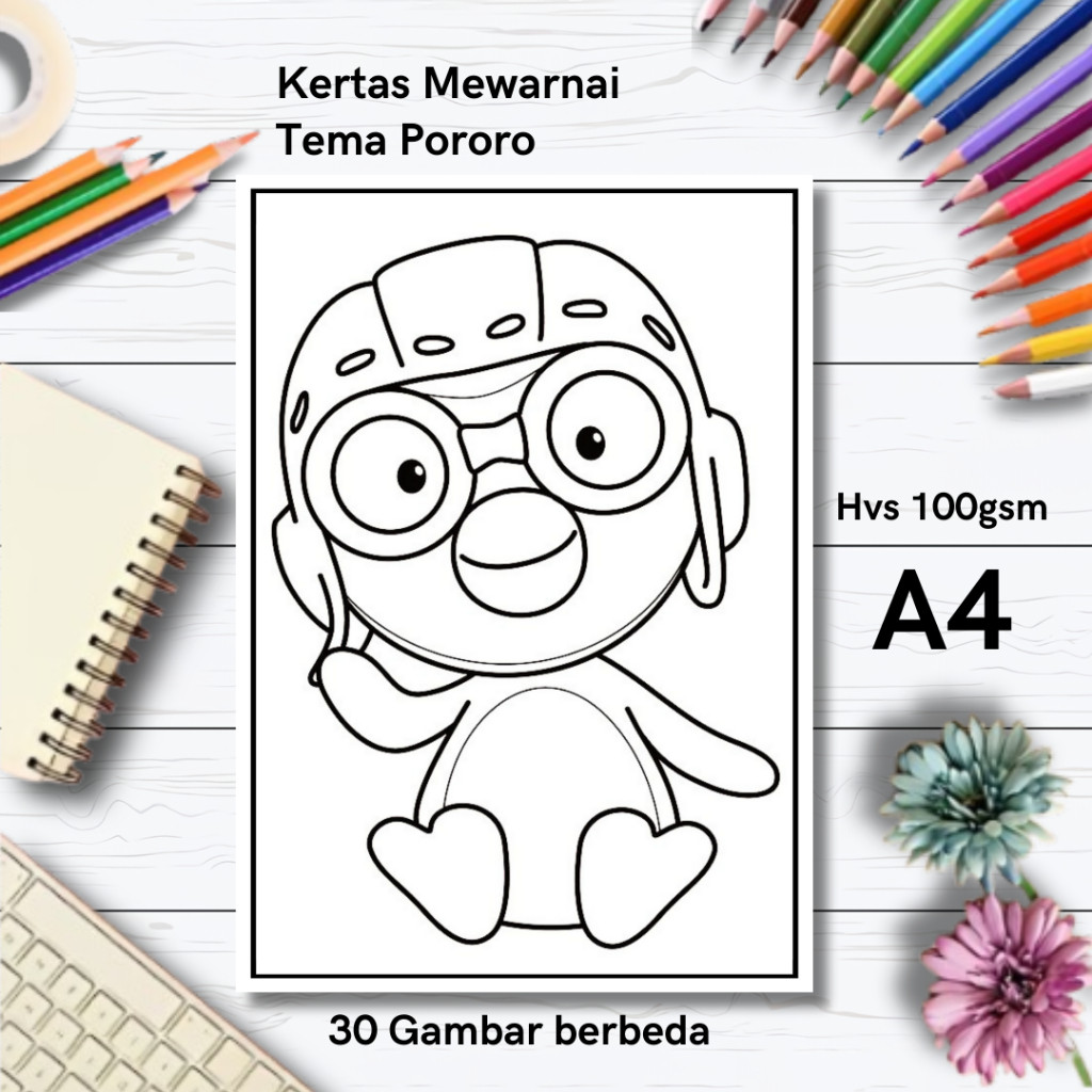 

30 Gambar Kertas mewarnai anak / Coloring / Sketa Tema Pororoclaraa aurel