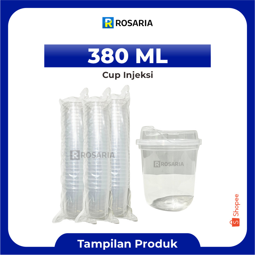 CUP INJECTION OVAL 14 OZ / 380 ML THINWALL VICTORY PLUS TUTUP Gelas Plastik Tebal Injeksi Minuman