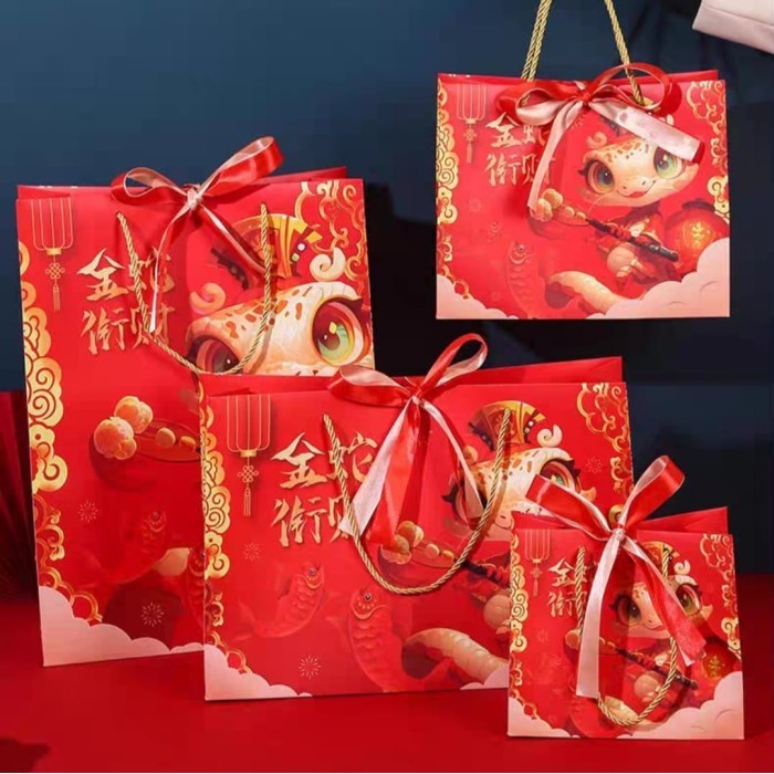 

PAPER BAG CNY Goodie Bag Imlek Gift Shopping Tas Tenteng Hampers - Year of Snake, S - 25x12.5x20