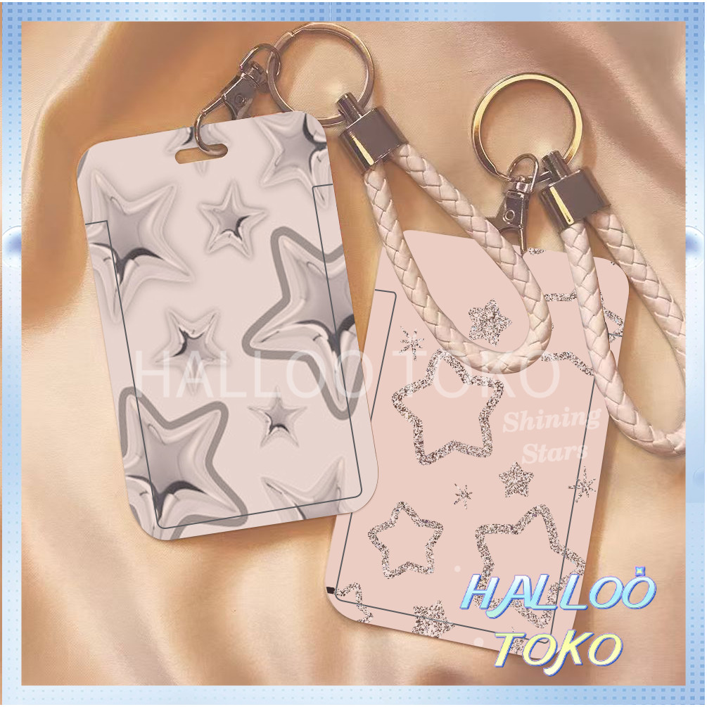 

ID CARD HOLDER MOTIF KAWAII TEMPAT KARTU PHOTOCARD PHOTO CARD Pelindung + Tali,Bintang-bintang yang berkedip
