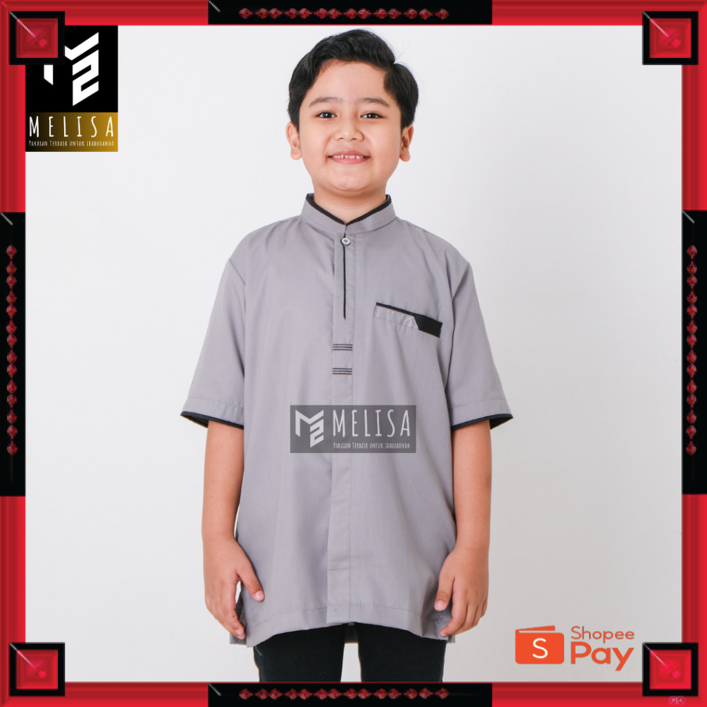 [PREMIUM ORIGINAL] Baju Koko Kemko Anak Tanggung Lengan Pendek Bahan Katun Toyobo Warna Abu-Abu navi