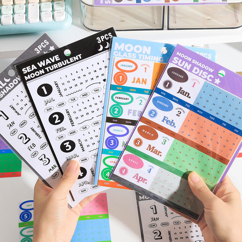 

3 Sheets/pack Calendar Stickers For Planners Self Adhesive Index Tabs Monthly Index Dividers Bullet Journal Planners Agenda
