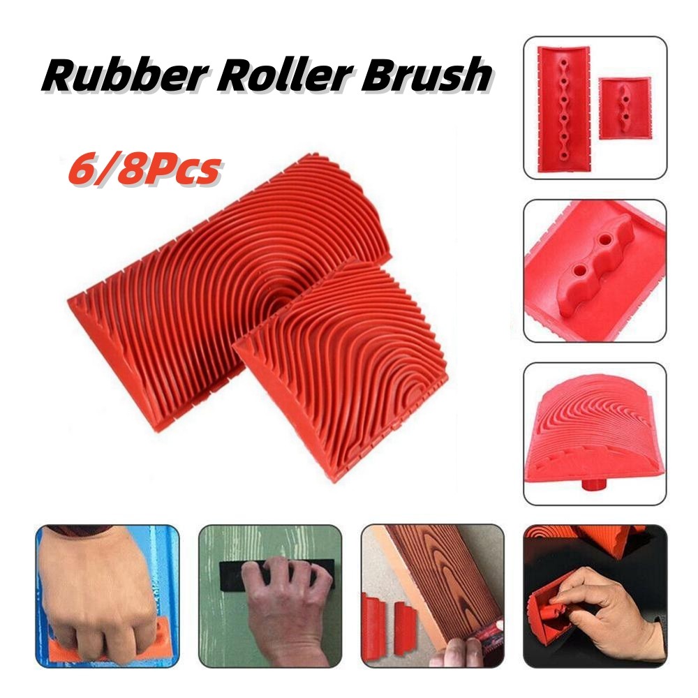 

6/8Pcs Rubber Wood Grain Roller Brush DIY Wall Creative Embossing Accessories Furniture Surface Imitation Wood Decoration Tools