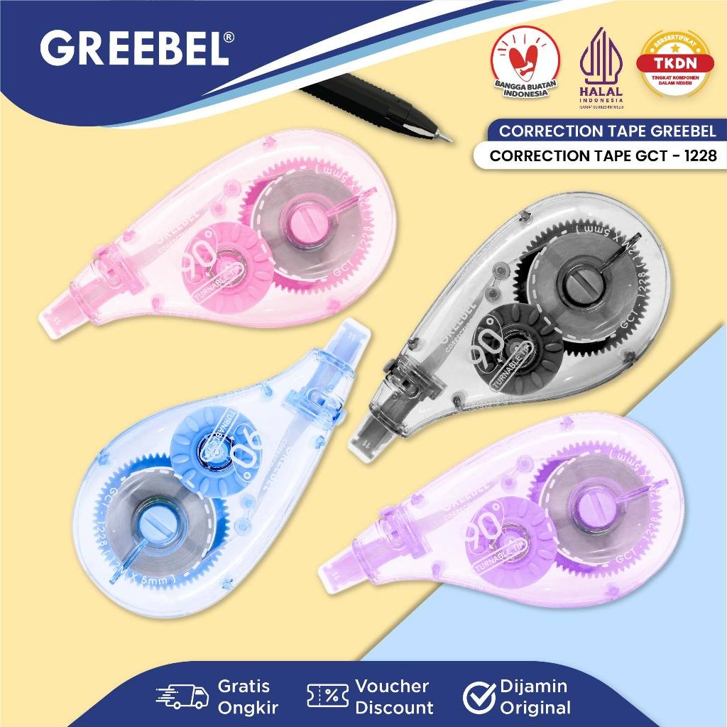 

GREEBEL Correction Tape GCT-1228 Pastel Lucu / Tip Ex Kertas Roll Pita Koreksi Pulpen