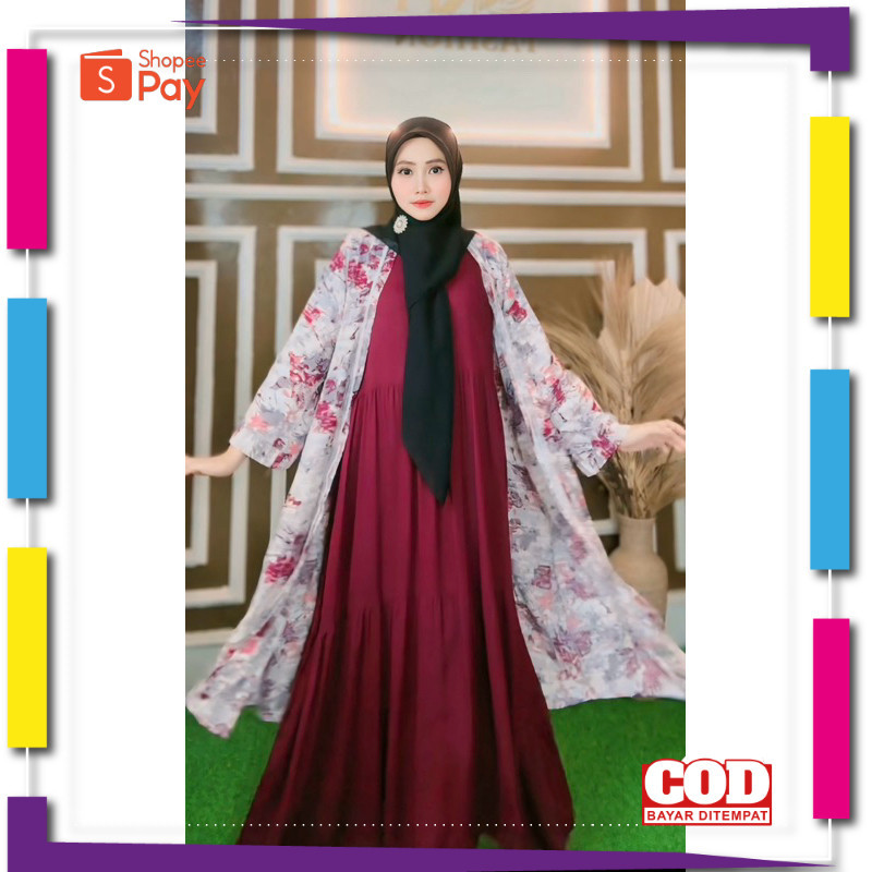 [PREMIUM ORIGINAL] One Set  Dress Outer Premium | Outer & Iner | Bahan Rayon Twill Fashion Muslim