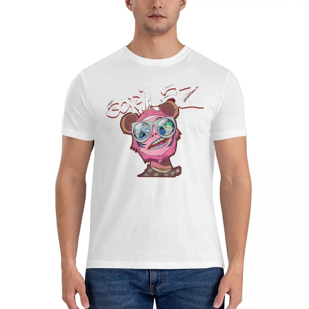 Kaos-Band-Virtual-Inggris-Kaos-Vintage-Pria-Kaos-Kru-Gorillaz