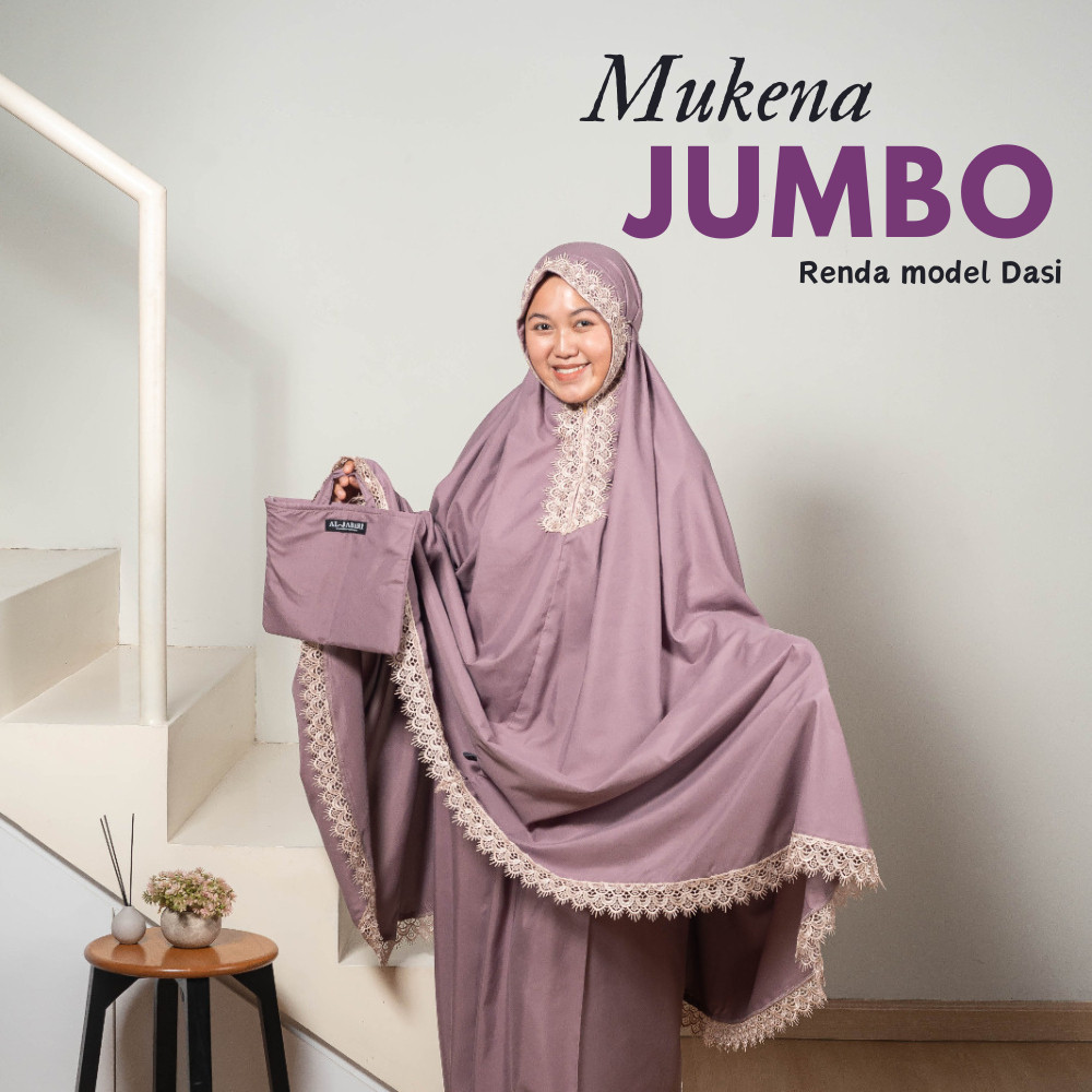 Al Jabari - Mukena Dewasa Jumbo Renda Dasi Mewah Premium Free Tas