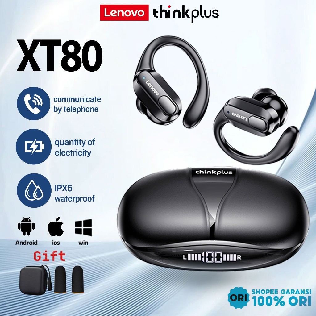 NBO76 100% Ori Lenovo Thinkplus XT80/XT60 Headset Bluetooth Sport OWS Bone Conduction Earphone Bluet