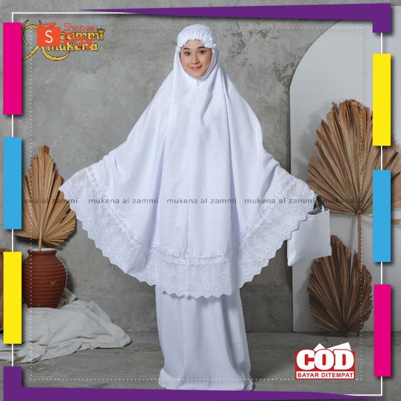[PREMIUM ORIGINAL] Mukena Dewasa Katun Putih Nida Renda Mewah