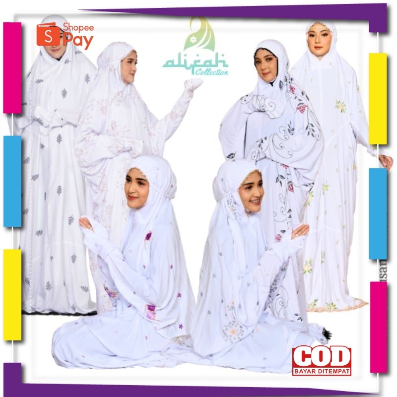 [PREMIUM ORIGINAL] Alifah - Mukena Terusan Dewasa Putih Rayon Bordir