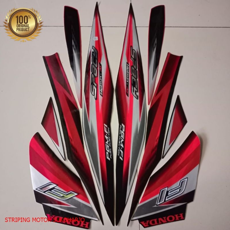 (ORI) striping honda spacy fi 2013 merah  kualitas original