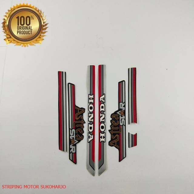 (ORI) striping honda astrea star 1987 hitam silver  kualitas original
