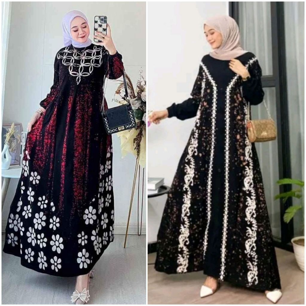 HNS30 S M L XL XXL Gamis Twill Ori Rayon Batik Pekalongan Super Premium Jumbo Bahan Adem Lembut