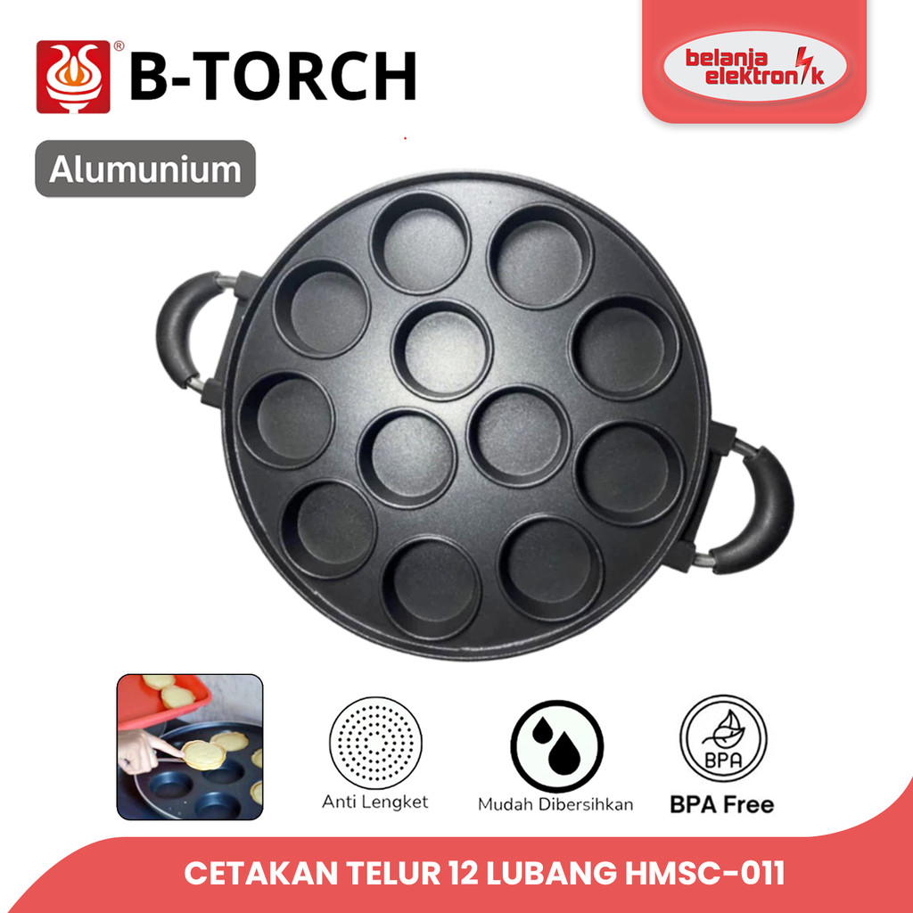 

B-TORCH PANCAKE TEFLON CETAKAN KUE TELUR 12 LUBANG DATAR HMSC-011