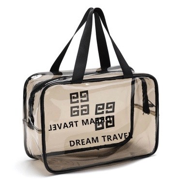Tas Wash Bag Travel Waterproof Plastik Hitam Transparan Elegan plastik Tas Kosmetik