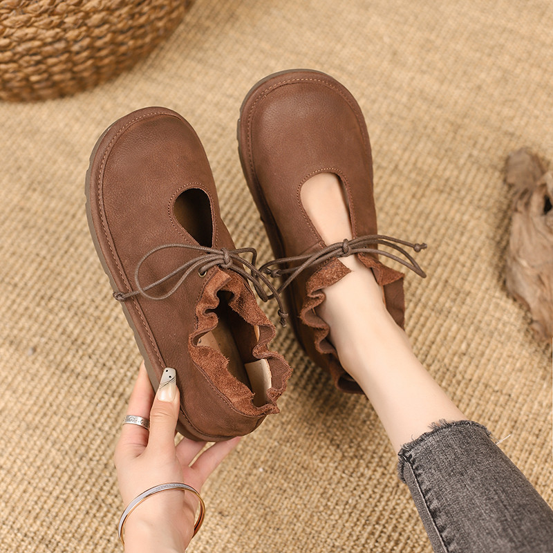 Spring Summer Soft  Artmu Original Flats Shoes for Women Lace Up Genuine Leather Comfort Luxury Eleg
