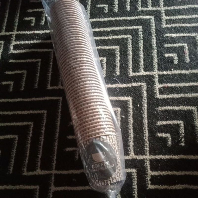 Toko Salmina Paper Cup 6,5 Oz Coklat Motif / Gelas Kopi Kecil Panas Gelas Kertas Tahan Panas Praktis