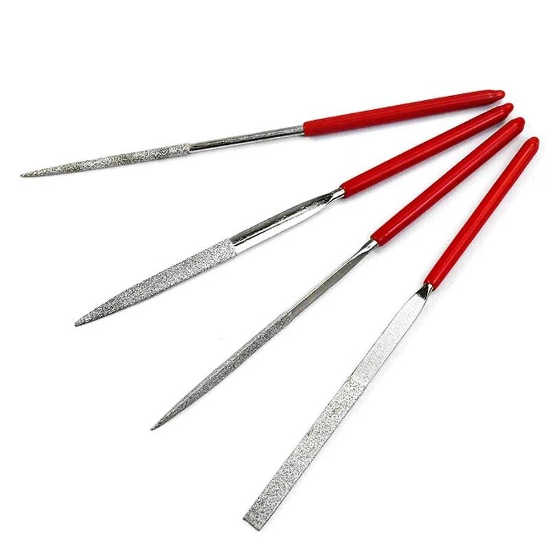 

4pcs Electroplated Diamond File Hand Tools For Ceramic Glass Gem Stone Make Repair And Polishing Multipurpose Needle File