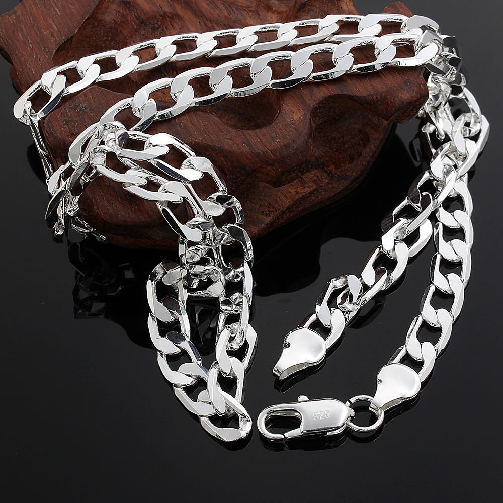 

KCRLP 925 Sterling Silver Classic 8mm geometry Necklace chain for woman Men charm fashion wedding party Jewelry Holiday gifts