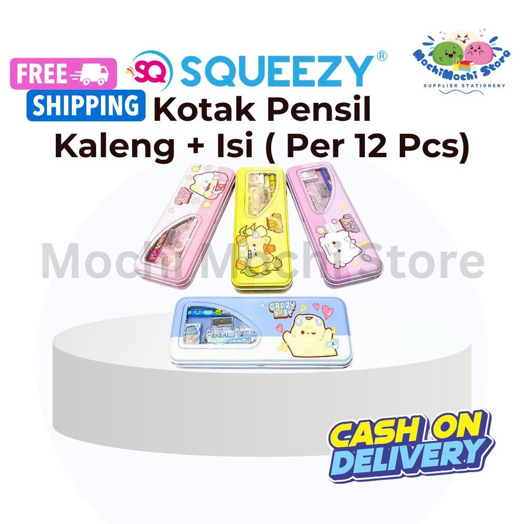 

PER 12 PCS Kotak Pensil Kaleng + Isi | Kotak Pensil 5 in 1 | Kotak Pensil Free Isi (Pensil, Penghapus, Penggaris dan Serutan) | Tempat Pensil Set Alat Tulis | Pencil Case | Kotak Pensil Kaleng Karakter CC-34 Rautan Stationery