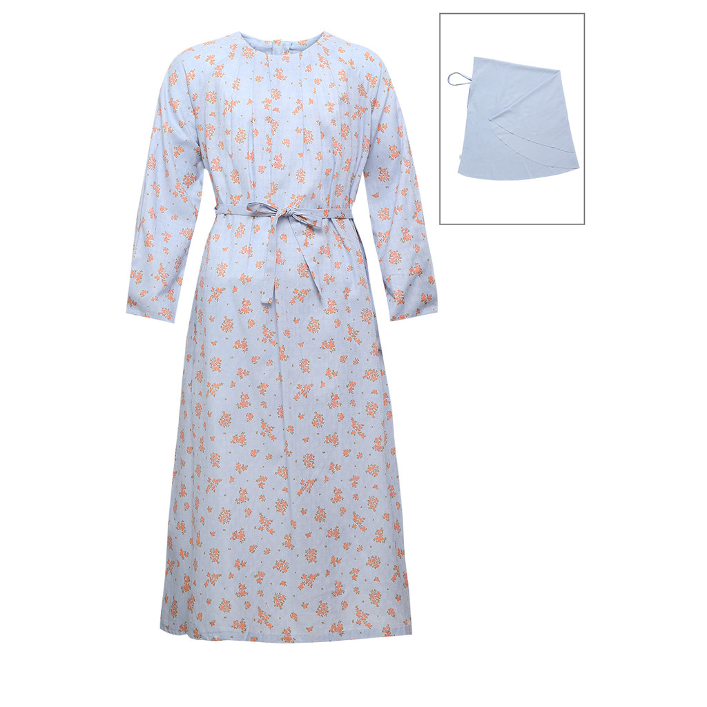 Pito Dito Girl Haqiqah Gamis Dress Anak Biru Motif Bunga