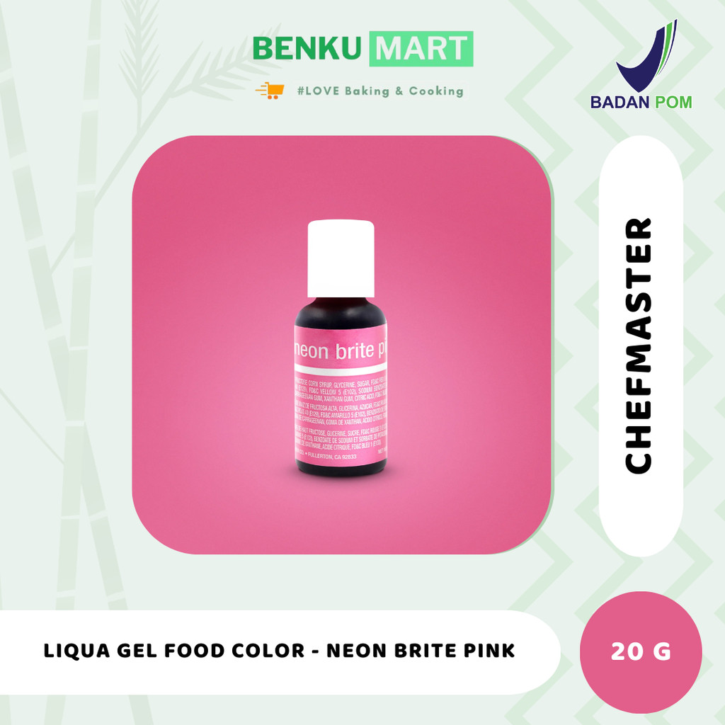 

Chefmaster NEON BRITE PINK Liqua Gel Food Color 20 gr Pewarna Makanan 20ml