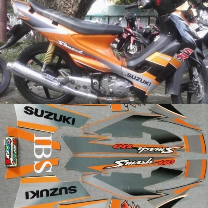 STRIPING SMASH 110SR ORANGE 2005 STIKER LIS SUZUKI 110 SR OREN POLET STIKER