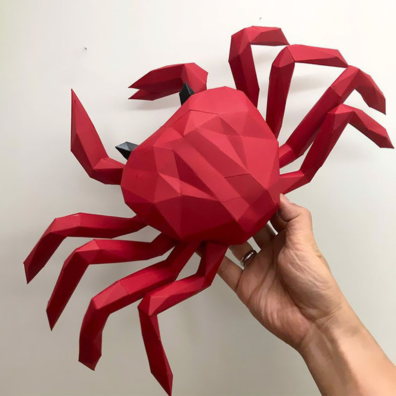 

3D Three-dimensional Paper Model Crab Creative Cartoon Animal Decoration Children's Origami Art DIY Home Studio Wall Decoration