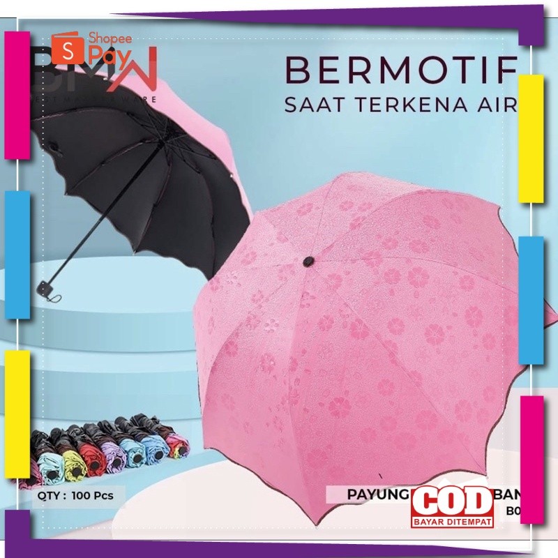[PREMIUM ORIGINAL] Payung Jumbo Lipat Ajaib 3 Dimensi Gradasi / Payung Hujan Magic Otomatis Motif Bu