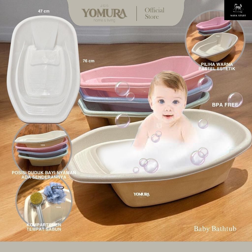 YOMURA Bak Mandi Bayi JUMBO+Senderan BPA Free/ Baby Bathup Besar/ Tempat Mandi Bayi Anak Balita/ Bab