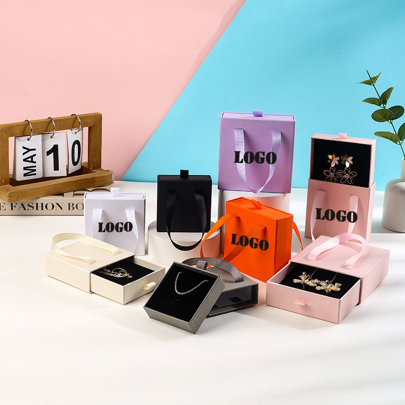 5Pcs Custom Logo Jewelry packaging Box Ring earrings necklace drawer box Portable bracelet jewelry P