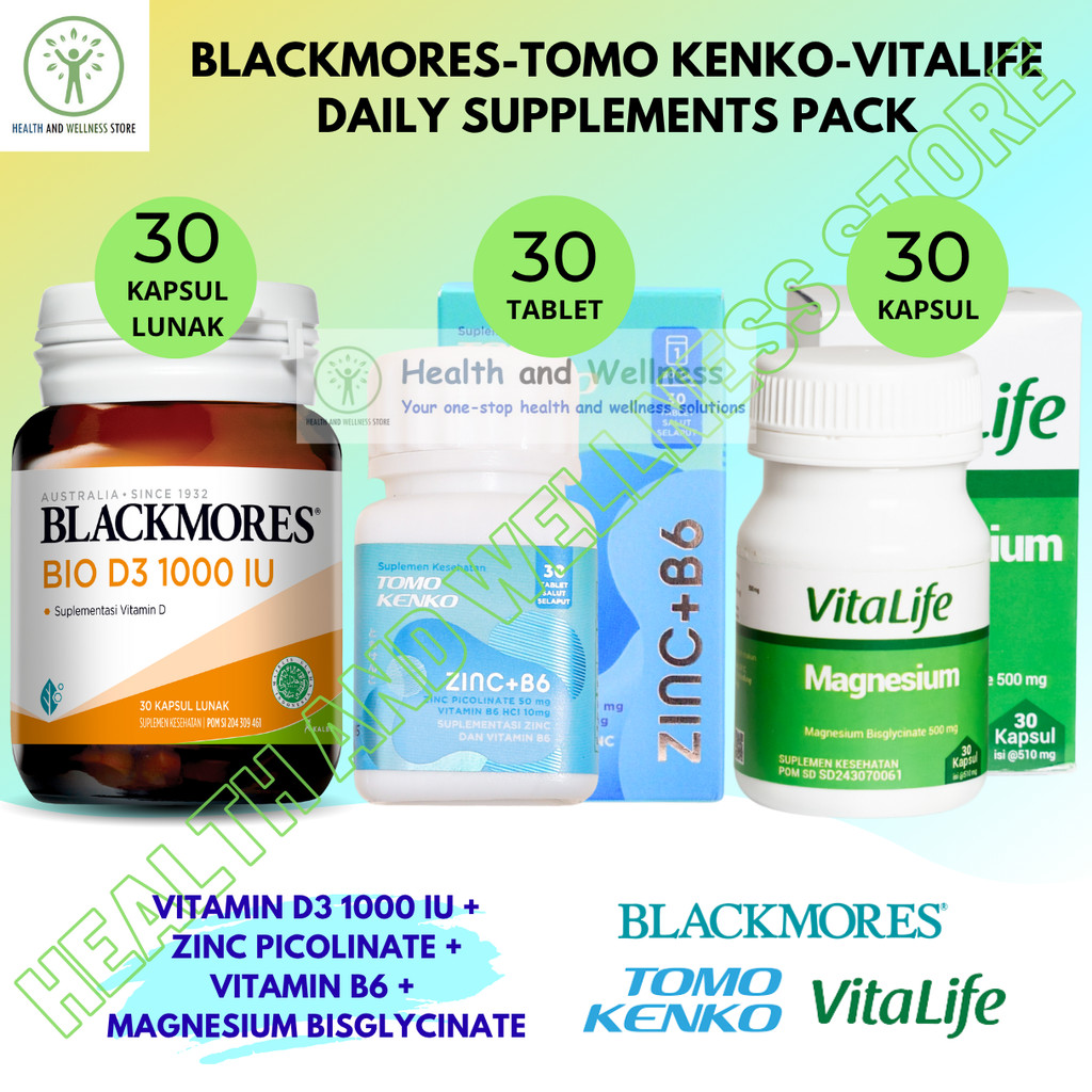Blackmores Bio D3 1000 IU Kapsul Tomo Kenko Zinc B6 Tablet Vitalife Magnesium Bisglycinate Kapsul