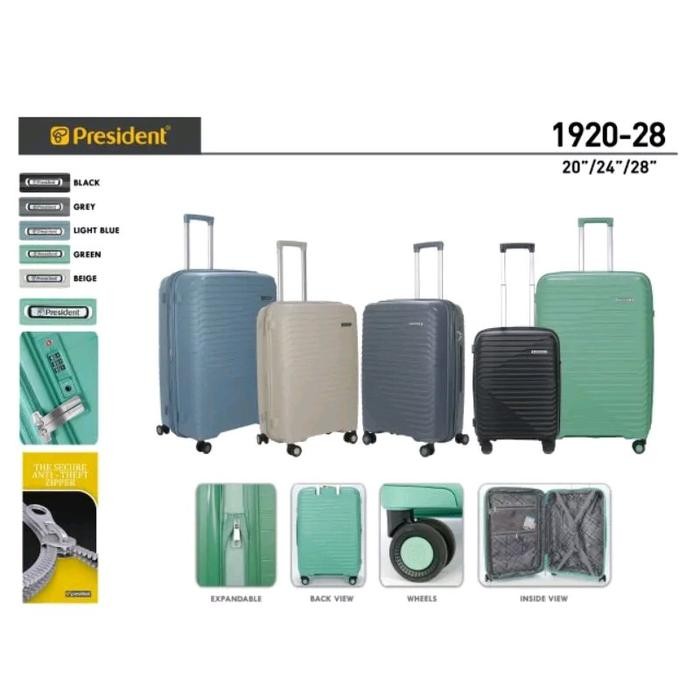 Original. Koper 20 Inch, 24 Inch, 28 Inch TSA Lock Anti Pecah - President 1920